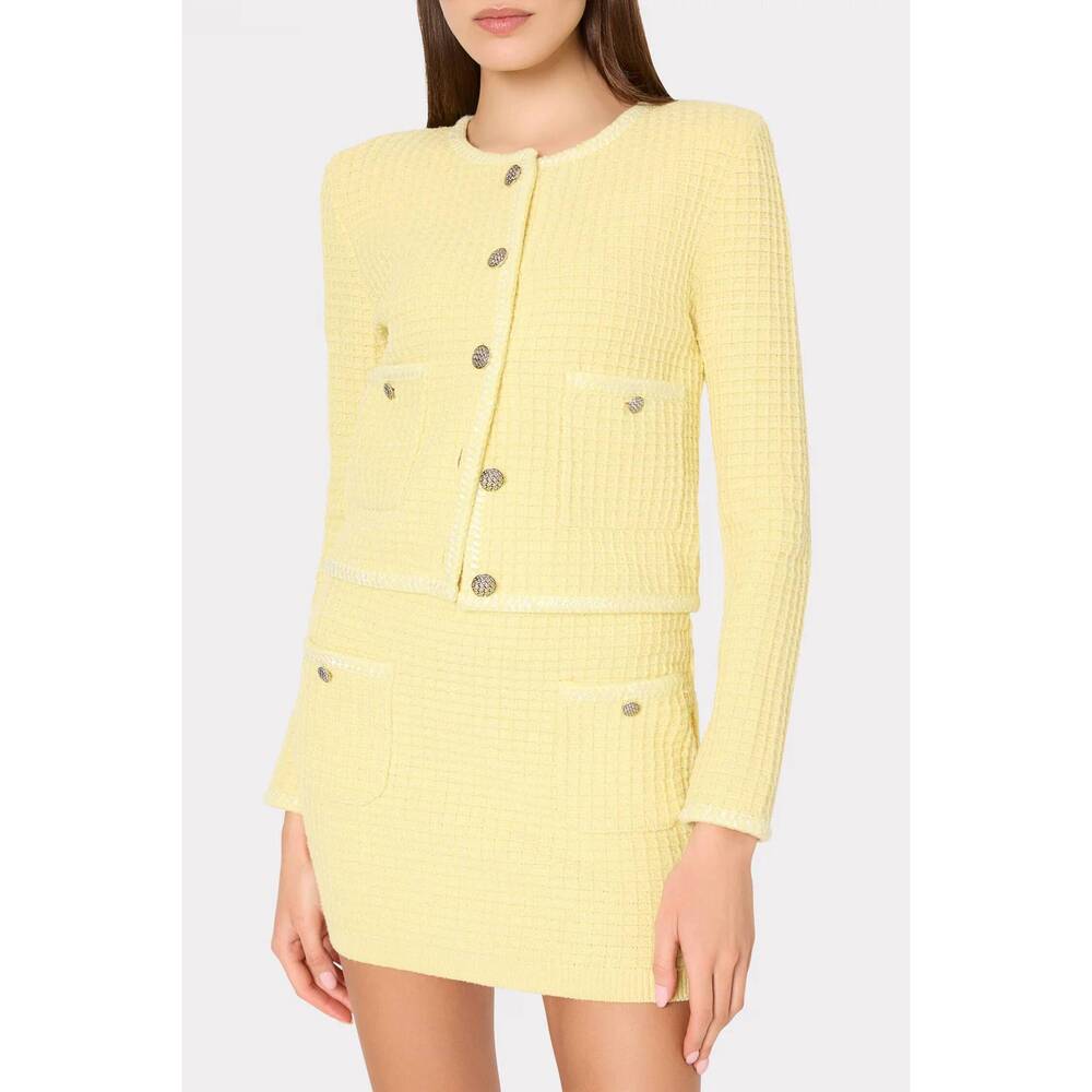 NEW MILLY sade textured cardigan in light yellow